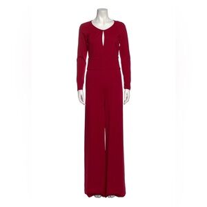 Diane Von Furstenberg Scoop 🌹 Deep Red scoop neck long-sleeve jumpsuit Size: 4